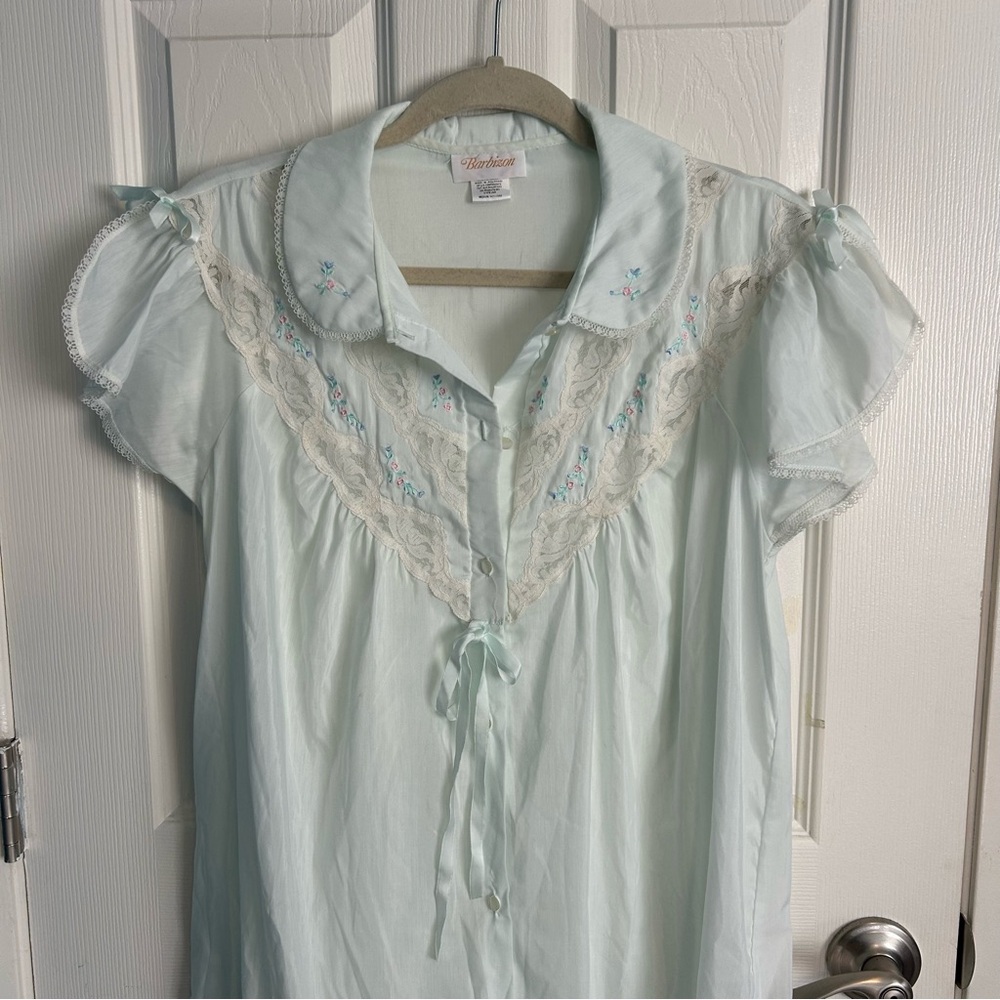 Light Blue Nightgown with Lace Trim - Picture 2 of 6